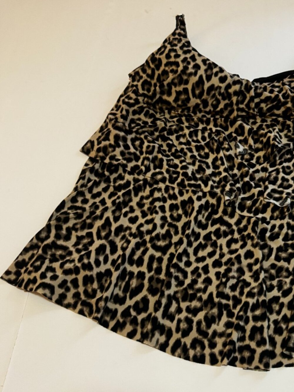 Aqua Green Leopard Print Ruffle Tankini Swim Top 20W Molded Cups - Picture 3 of 14